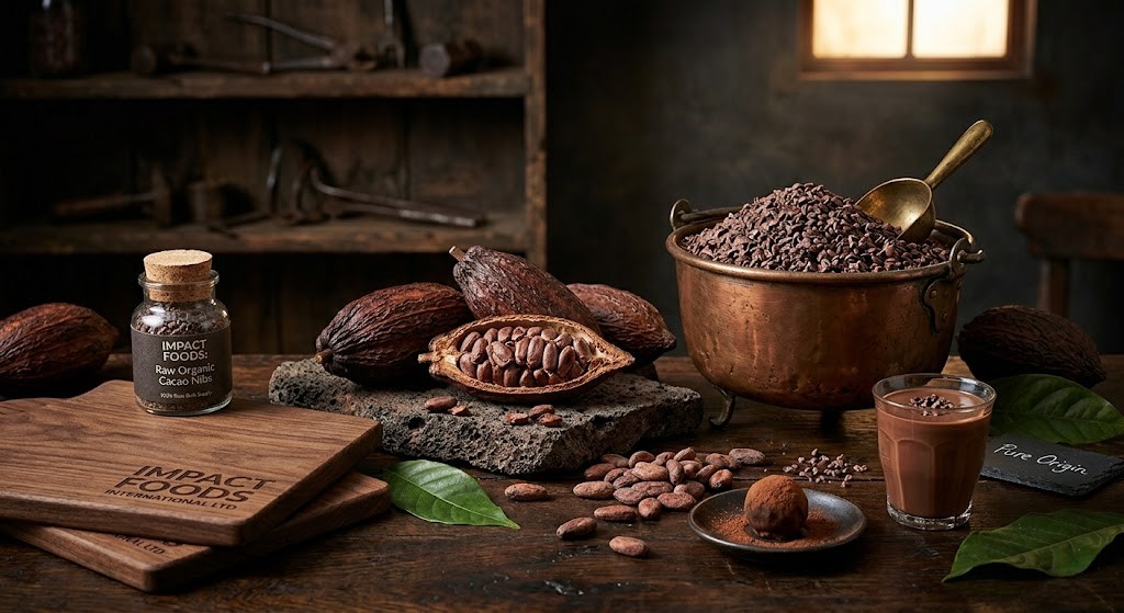 Cacao nibs used in manufacturing and baking